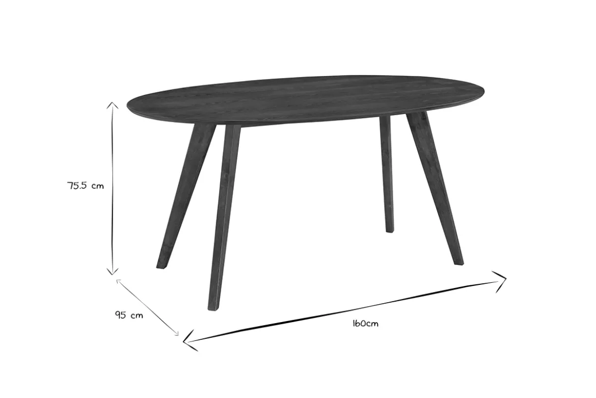 Table à manger vintage ovale en bois foncé L160 cm MARIK