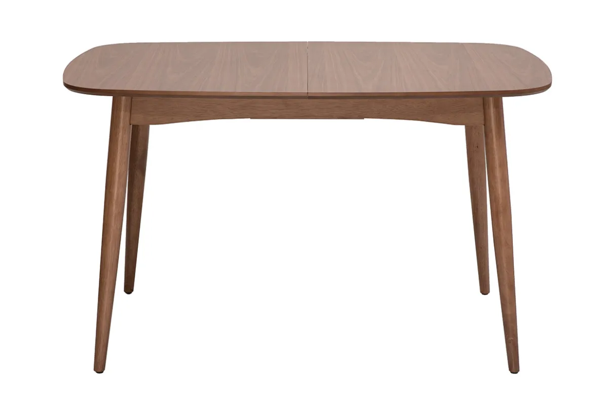 Table rectangulaire extensible avec rallonges intégrées en bois foncé noyer L130-160 cm HELMA