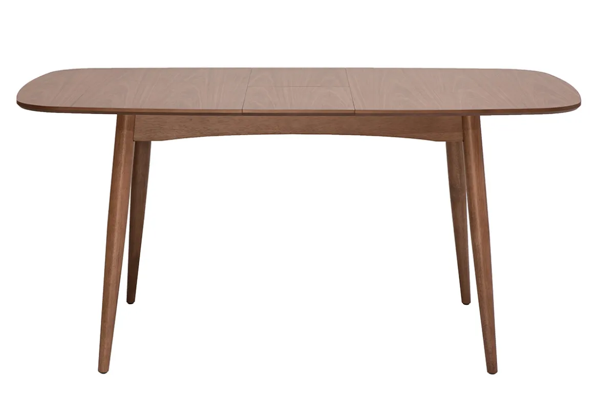 Table rectangulaire extensible avec rallonges intégrées en bois foncé noyer L130-160 cm HELMA