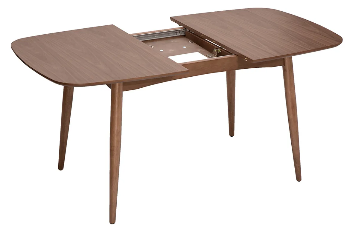 Table rectangulaire extensible avec rallonges intégrées en bois foncé noyer L130-160 cm HELMA