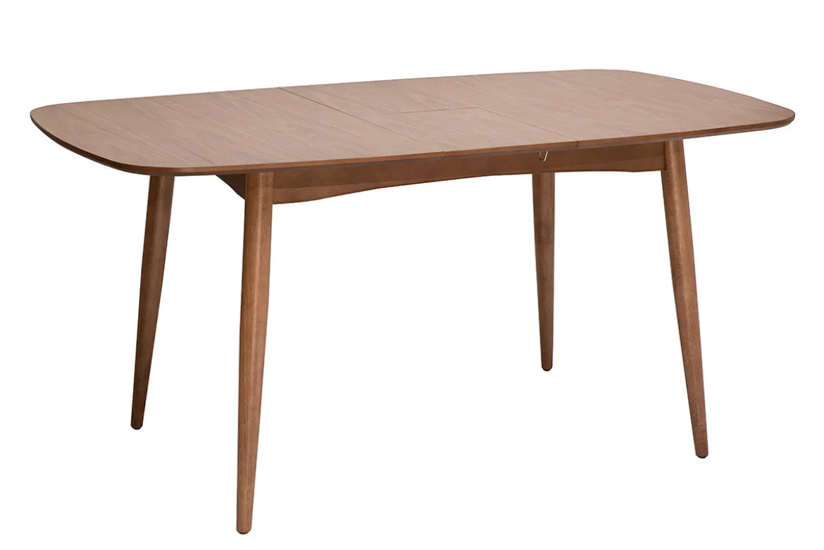 Table rectangulaire extensible avec rallonges intégrées en bois foncé noyer L130-160 cm HELMA