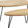 Tables basses gigognes bois clair manguier massif et métal noir (lot de 2) VIBES