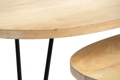 Tables basses gigognes bois clair manguier massif et métal noir (lot de 2) VIBES