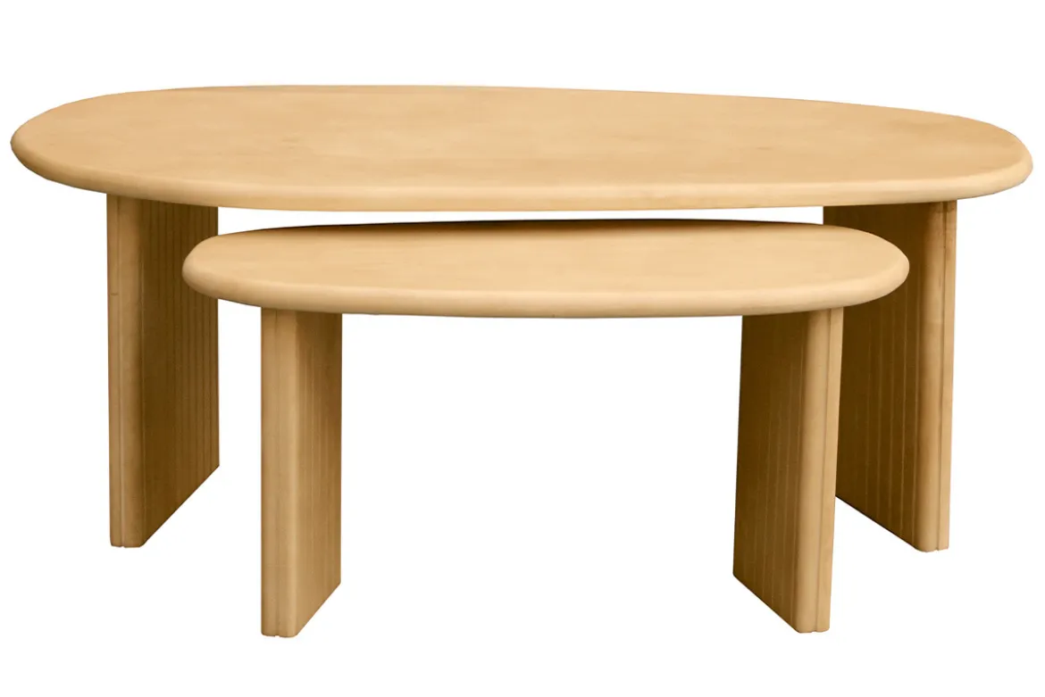 Tables basses gigognes bois clair manguier massif (lot de 2) MARBELLA