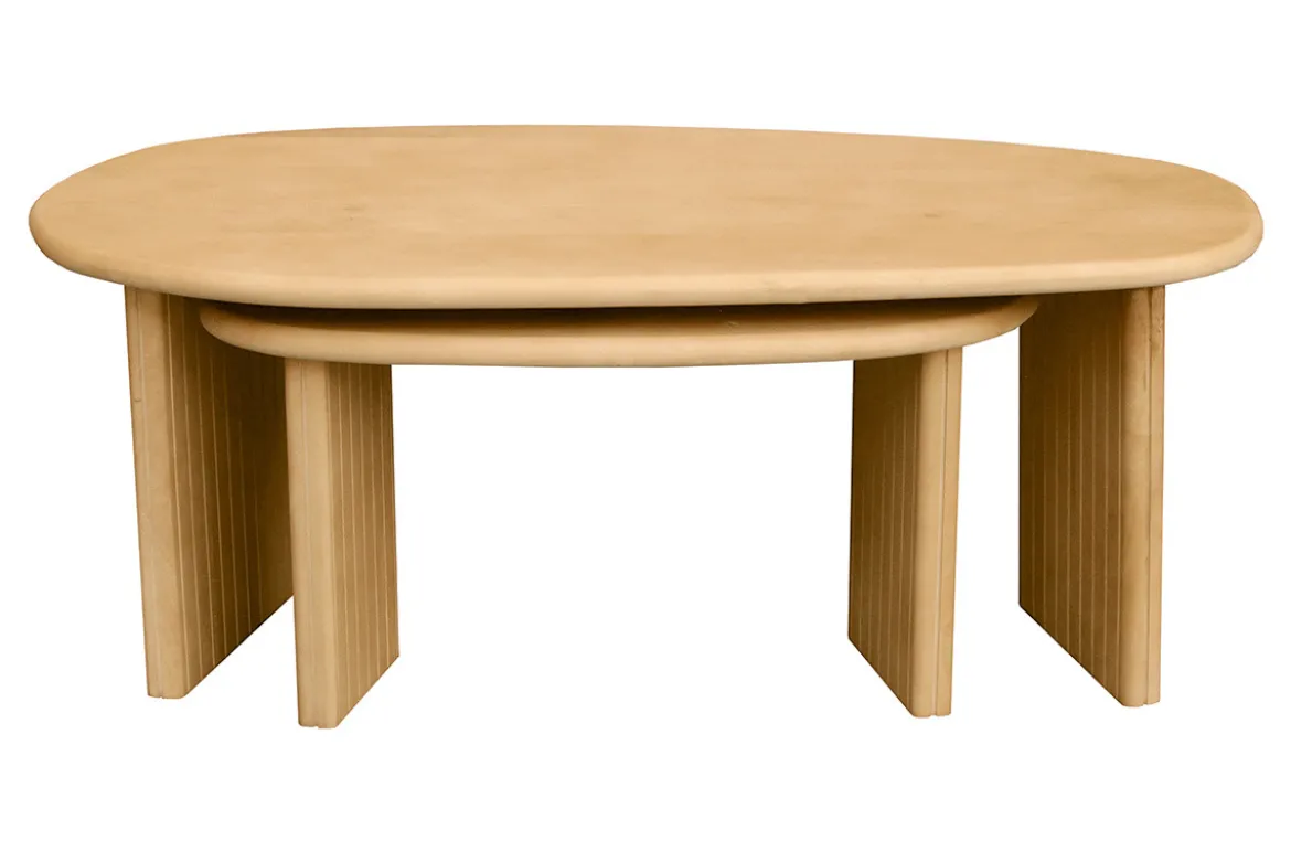 Tables basses gigognes bois clair manguier massif (lot de 2) MARBELLA