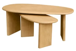 Tables basses gigognes bois clair manguier massif (lot de 2) MARBELLA