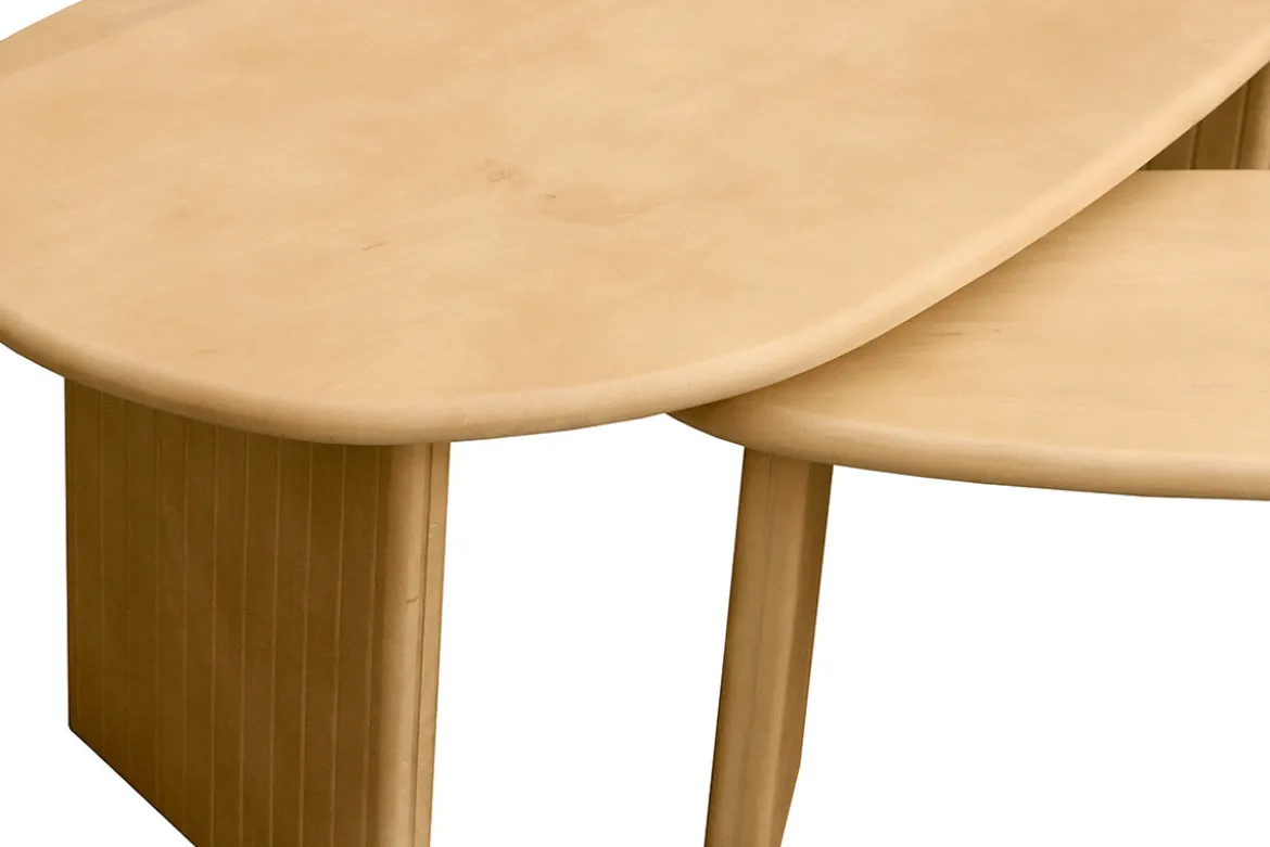 Tables basses gigognes bois clair manguier massif (lot de 2) MARBELLA