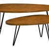 Tables basses gigognes bois foncé manguier massif et métal noir (lot de 2) VIBES