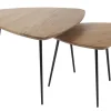 Tables basses gigognes bois massif et métal noir (lot de 2) STONES