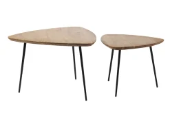 Tables basses gigognes bois massif et métal noir (lot de 2) STONES