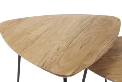 Tables basses gigognes bois massif et métal noir (lot de 2) STONES