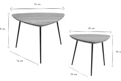 Tables basses gigognes bois massif et métal noir (lot de 2) STONES