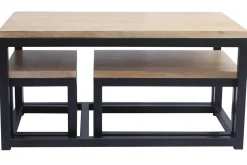 Tables basses gigognes bois manguier massif et métal noir (lot de 3) FACTORY