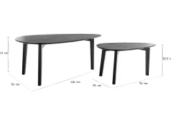 Tables basses gigognes bois noir (lot de 2) ARTIK