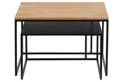 Tables basses gigognes carrées bois manguier massif et métal noir (lot de 2) TAHL