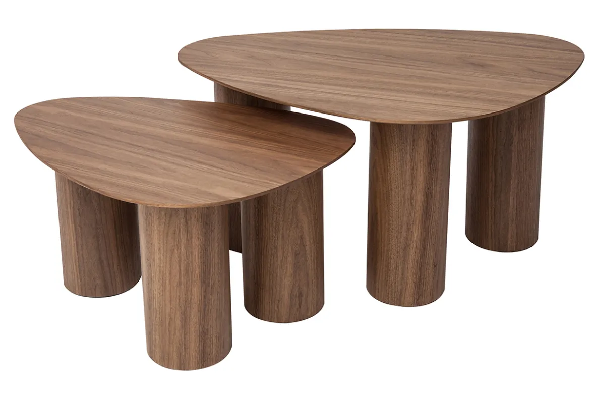 Tables basses gigognes design en bois foncé (lot de 2) FOLEEN
