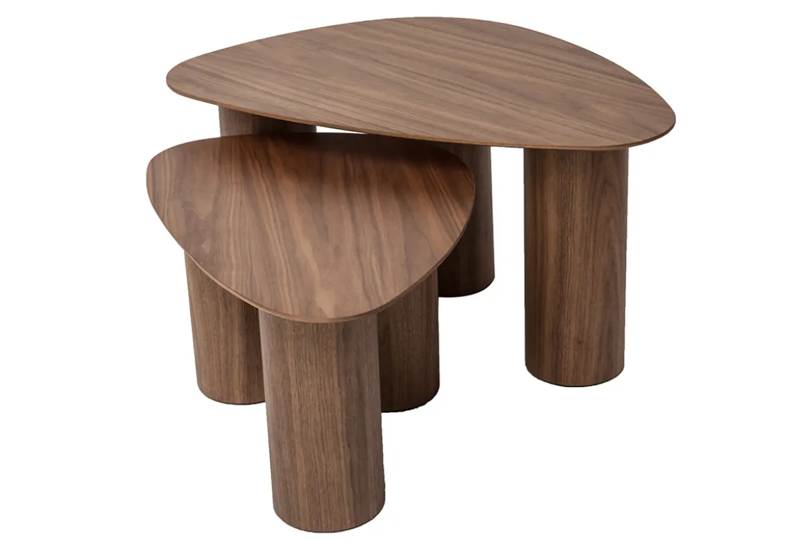 Tables basses gigognes design en bois foncé (lot de 2) FOLEEN