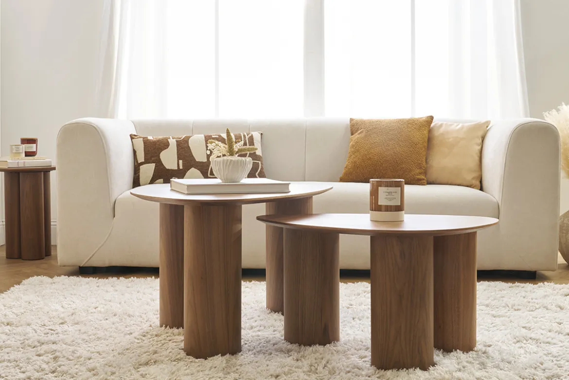 Tables basses gigognes design en bois foncé (lot de 2) FOLEEN