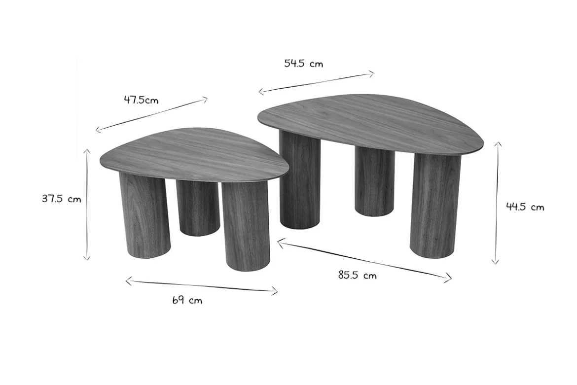 Tables basses gigognes design en bois foncé (lot de 2) FOLEEN