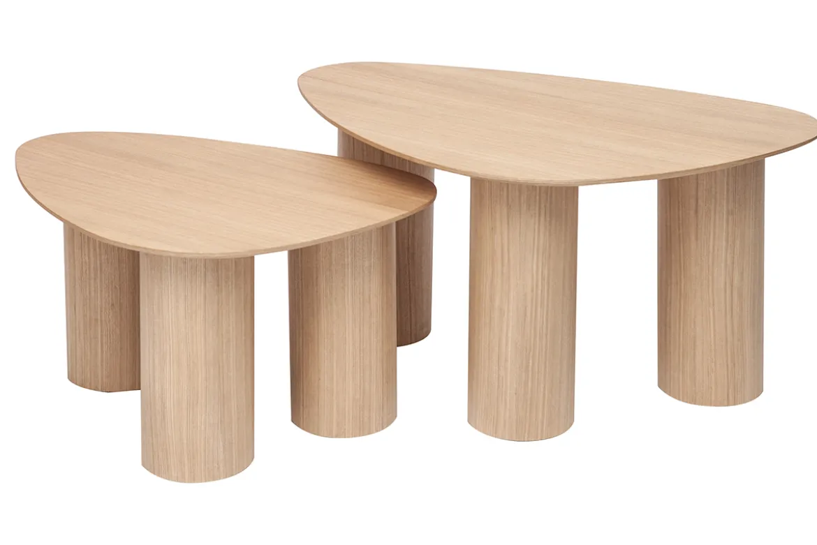 Tables basses gigognes design en bois clair (lot de 2) FOLEEN