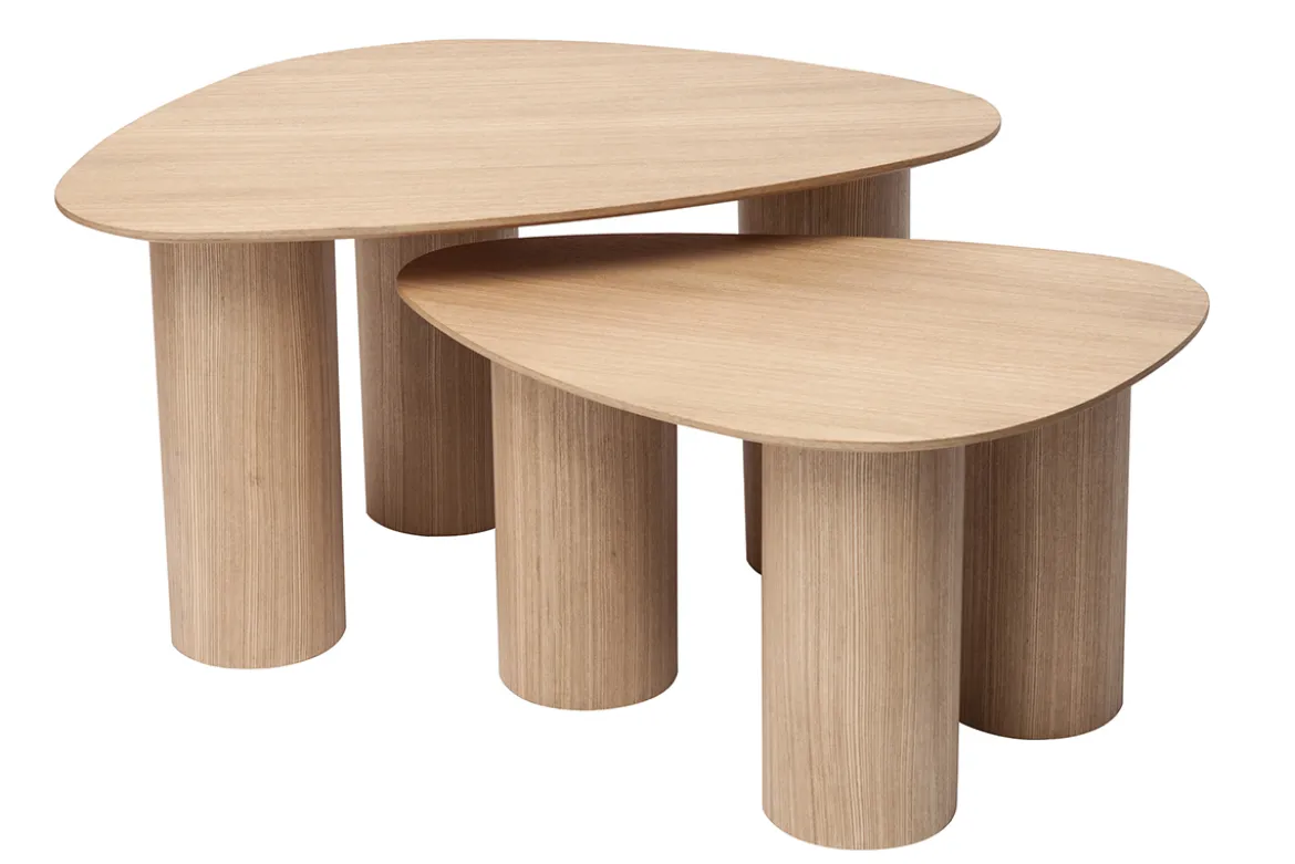 Tables basses gigognes design en bois clair (lot de 2) FOLEEN