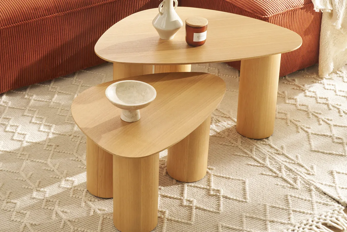 Tables basses gigognes design en bois clair (lot de 2) FOLEEN