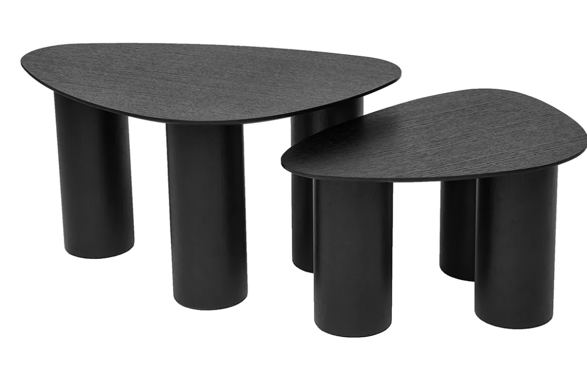 Tables basses gigognes design en bois noir (lot de 2) FOLEEN