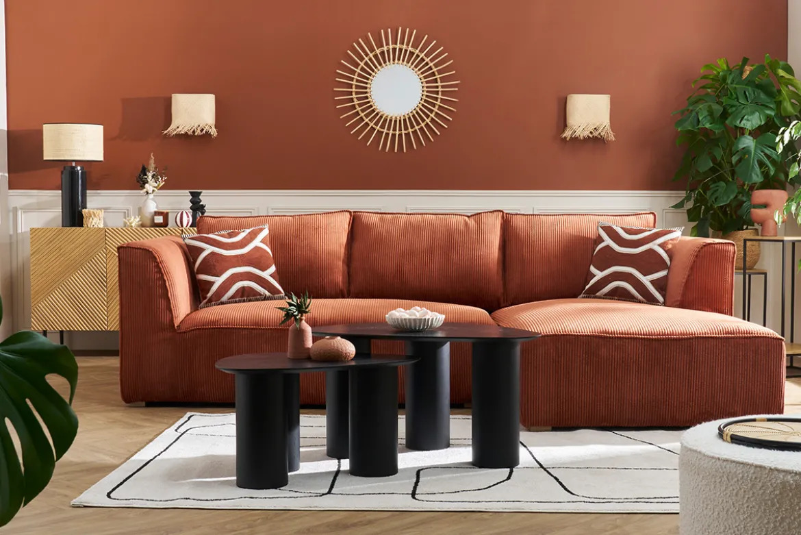 Tables basses gigognes design en bois noir (lot de 2) FOLEEN