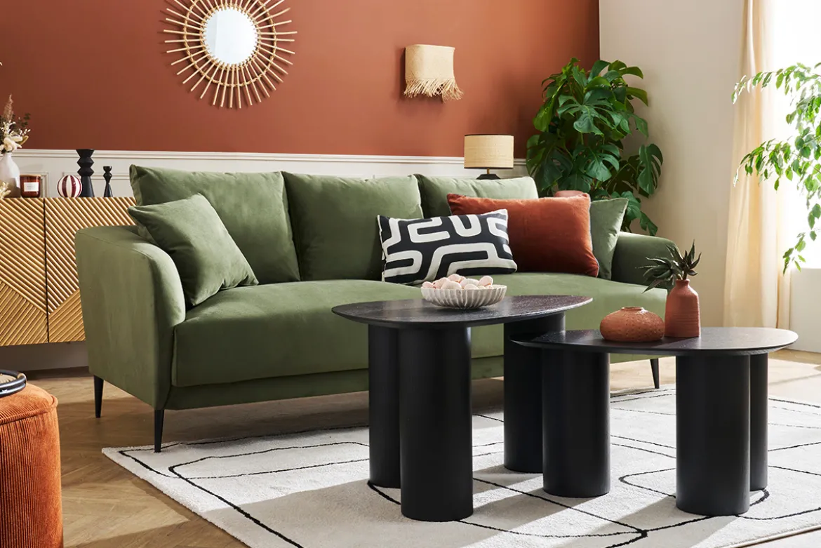 Tables basses gigognes design en bois noir (lot de 2) FOLEEN