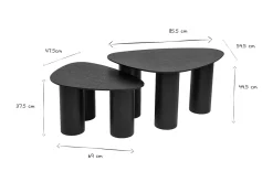 Tables basses gigognes design en bois noir (lot de 2) FOLEEN