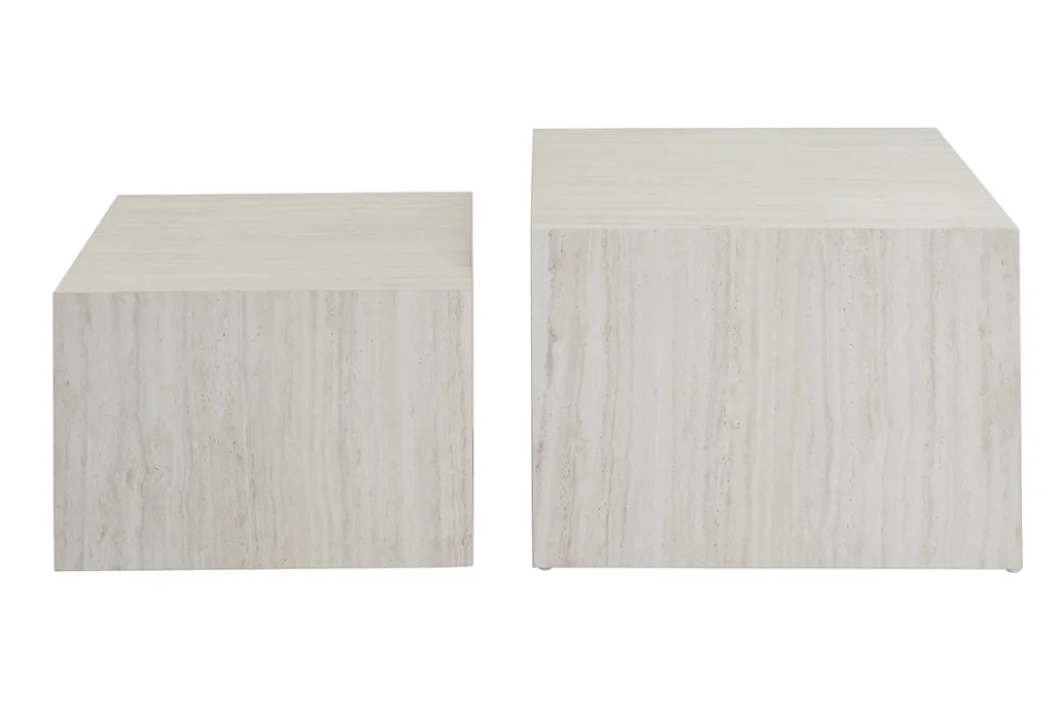 Tables basses gigognes design effet travertin (lot de 2) CALLA