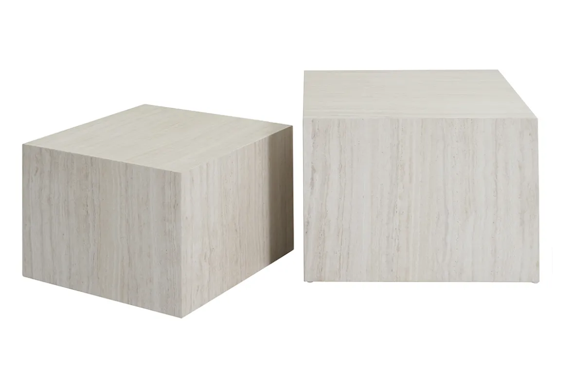 Tables basses gigognes design effet travertin (lot de 2) CALLA