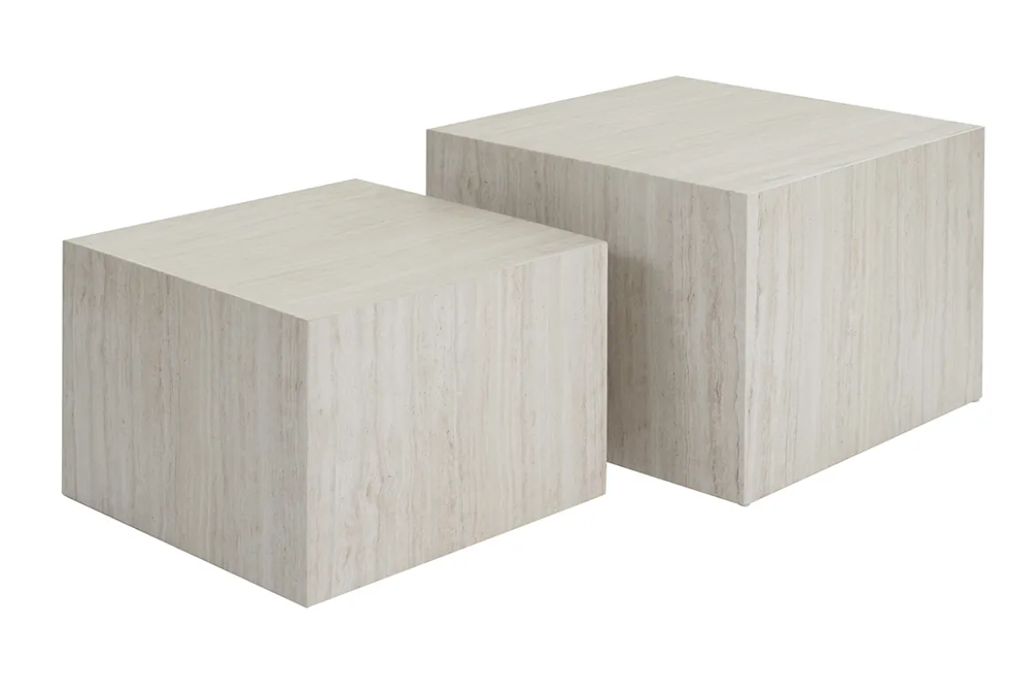 Tables basses gigognes design effet travertin (lot de 2) CALLA