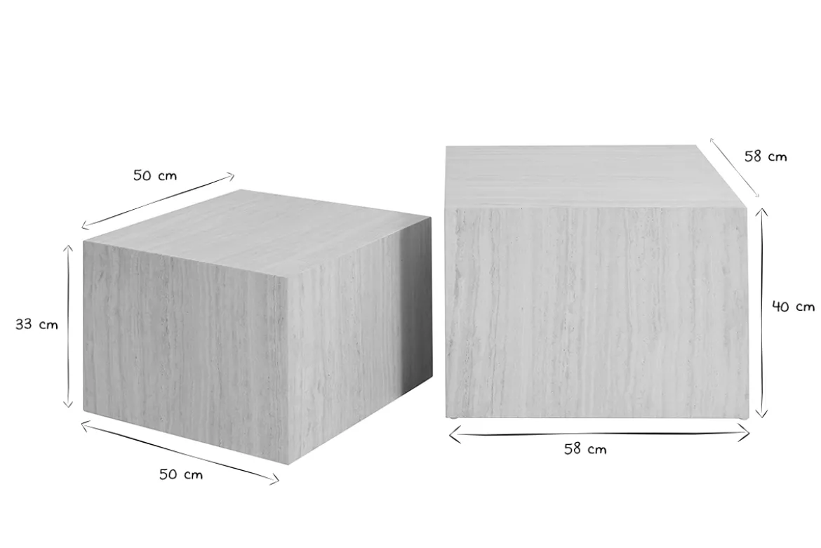 Tables basses gigognes design effet travertin (lot de 2) CALLA