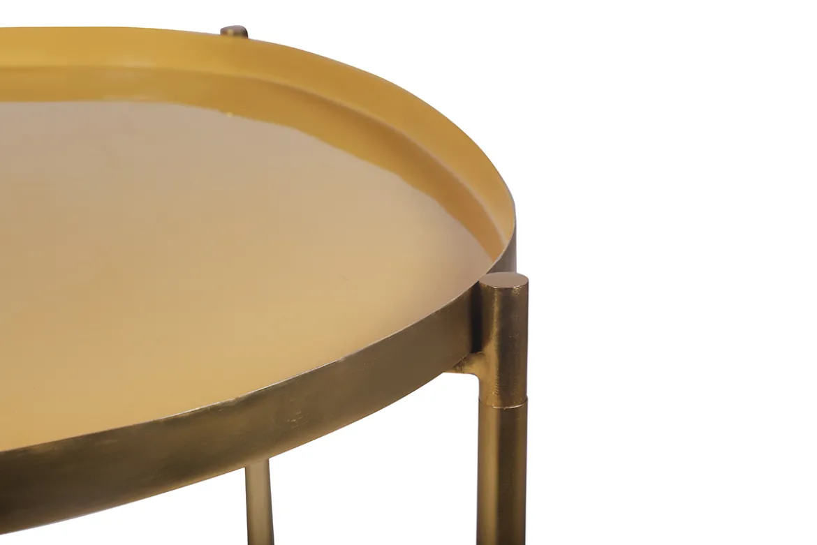 Tables basses gigognes laquées moutarde, bleu canard et bleu (lot de 3) ZURIA