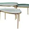 Tables basses gigognes laquées vert-cyan et vert (lot de 3) ZURIA