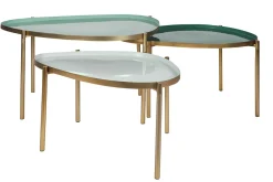 Tables basses gigognes laquées vert-cyan et vert (lot de 3) ZURIA