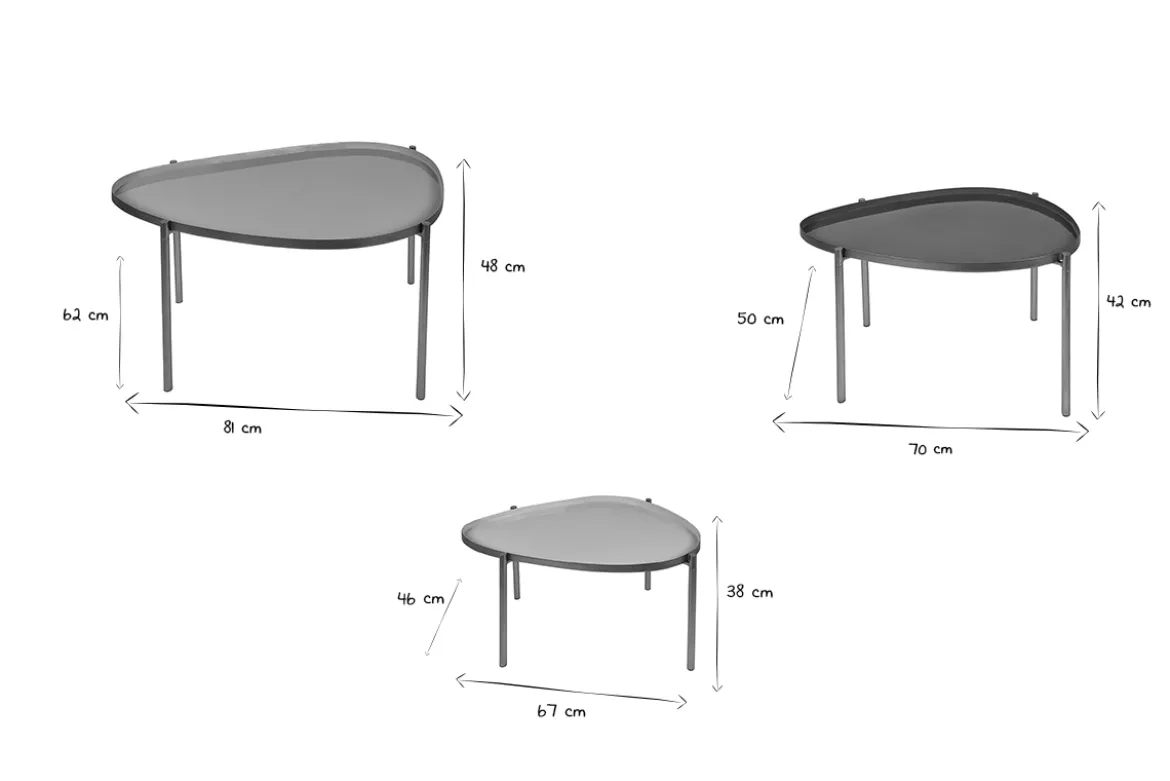 Tables basses gigognes laquées vert-cyan et vert (lot de 3) ZURIA
