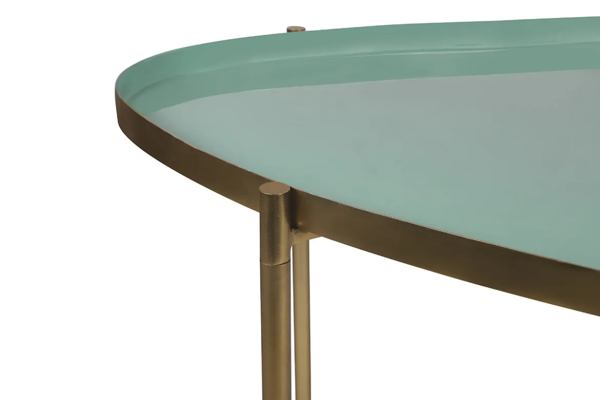 Tables basses gigognes laquées vert-cyan et vert (lot de 3) ZURIA