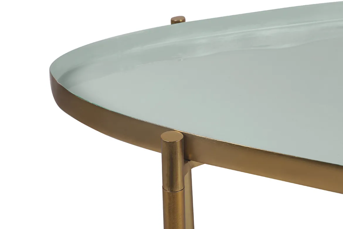 Tables basses gigognes laquées vert-cyan et vert (lot de 3) ZURIA
