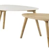 Tables basses gigognes marbre blanc et bois manguier massif (lot de 2) EVY