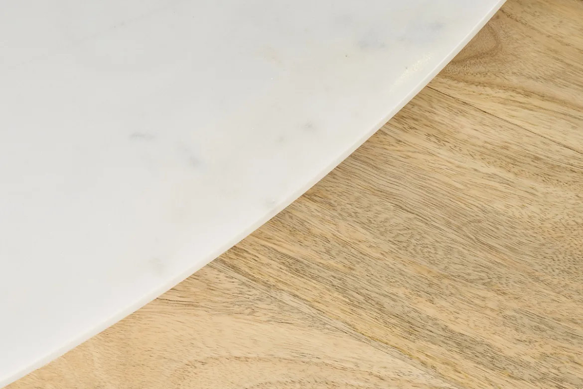 Tables basses gigognes marbre blanc et bois manguier massif (lot de 2) EVY