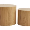 Tables basses gigognes ovales scandinaves bois clair finition chêne (lot de 2) WOODY