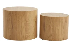 Tables basses gigognes ovales scandinaves bois clair finition chêne (lot de 2) WOODY