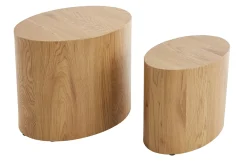 Tables basses gigognes ovales scandinaves bois clair finition chêne (lot de 2) WOODY