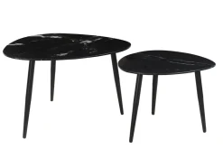 Tables basses gigognes ovales en marbre noir et métal (lot de 2) PLATZ