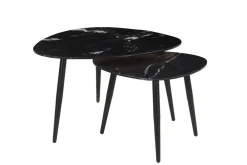 Tables basses gigognes ovales en marbre noir et métal (lot de 2) PLATZ