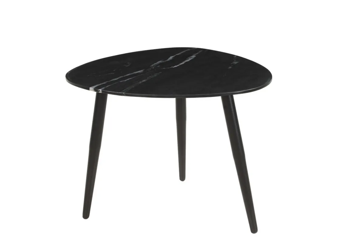 Tables basses gigognes ovales en marbre noir et métal (lot de 2) PLATZ