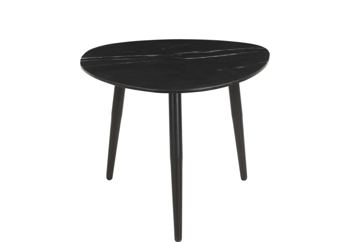 Tables basses gigognes ovales en marbre noir et métal (lot de 2) PLATZ