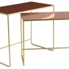 Tables basses gigognes rectangulaires design terracotta, rose et métal doré (lot de 2) WESS
